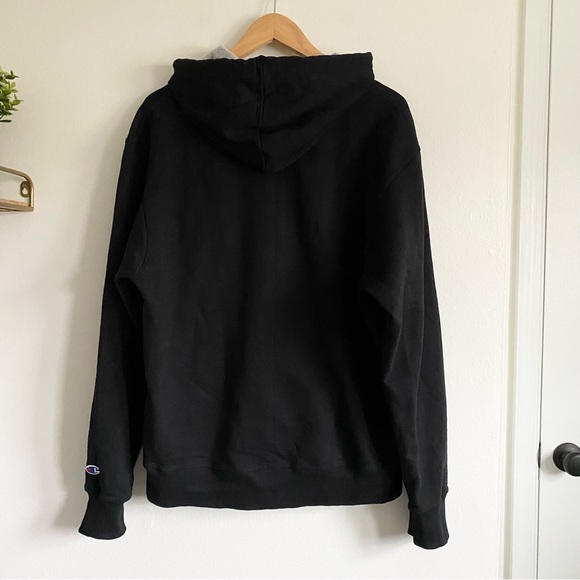 Men's Champion Black Pullover Hoodie | Drawstring Sweatshirt - Picture 4 of 6